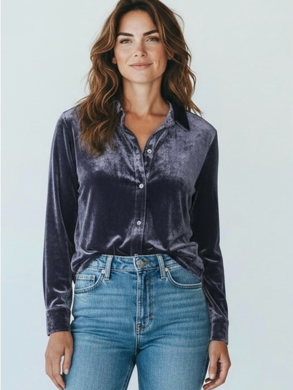 Tommy Bahama Women's Beautiful Purple Velour Silk Blend Long Sleeve Medium